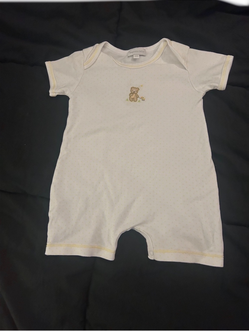 Vintage Magnolia Baby👶🏻Teddy🧸Embroidery🪡 One-Piece Romper Sz 12M
